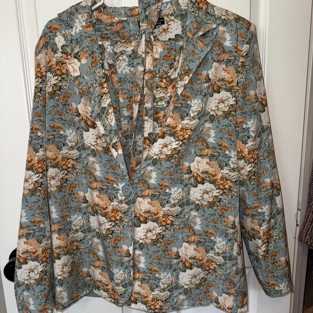 SHEIN Floral Jumpsuit in Blue and Orange